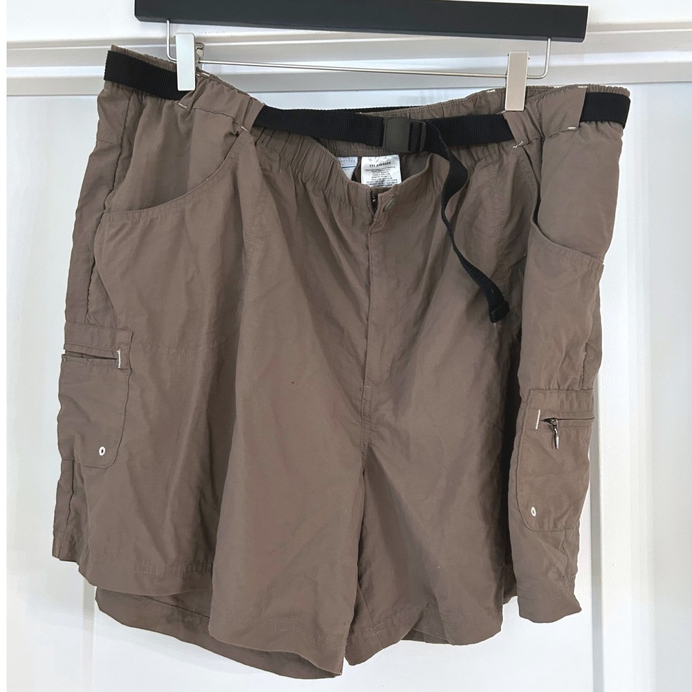 Columbia Mens 2X Brown Nylon Cargo Hiking Shorts Webbing Belt AW4488